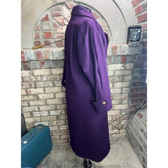 wool coat overcoat vintage double breasted purple - Picture 9 of 14